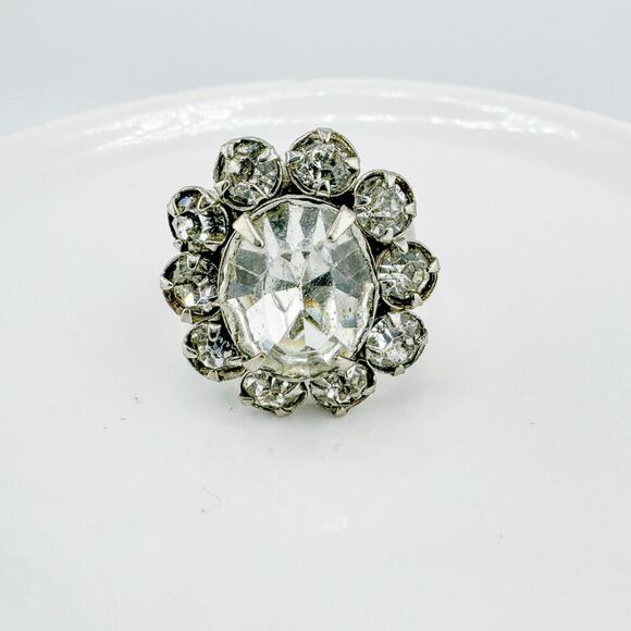 Vintage Georgian Dutch Revival Inspired Rhinestone Ring Dazzling Statement Retro - Picture 4 of 8